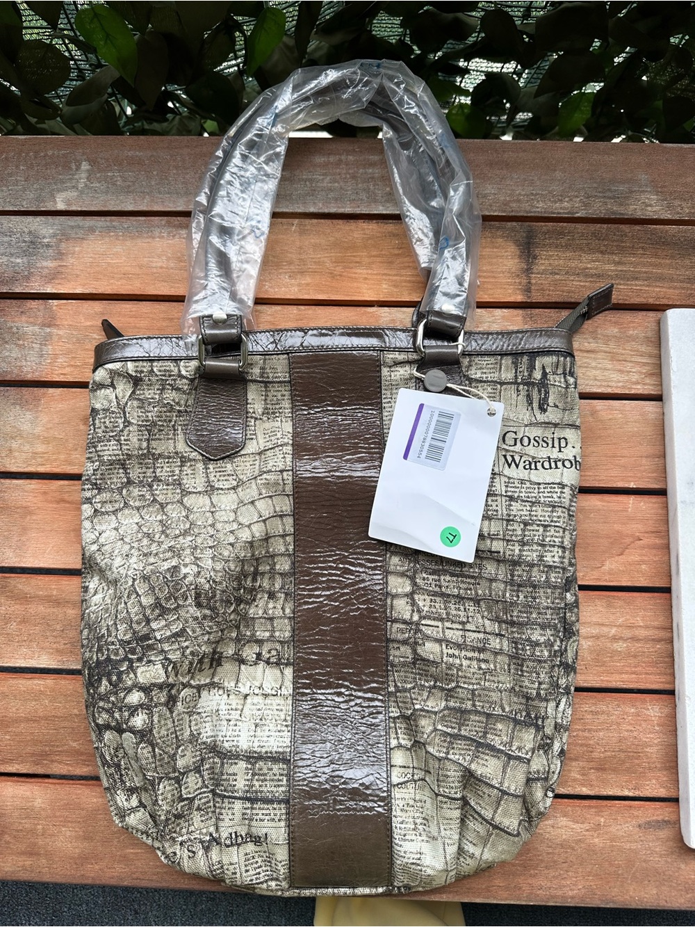 Galliano Croc-Textured Tote